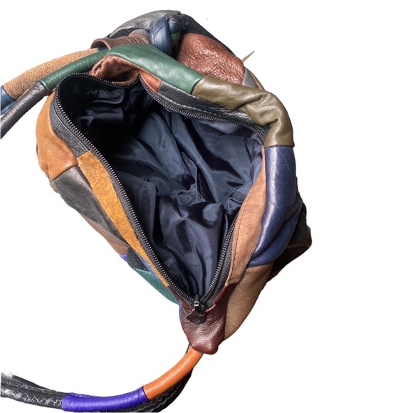 Vintage 80s Leather Patchwork Shoulder Bag - Picture 4 of 13